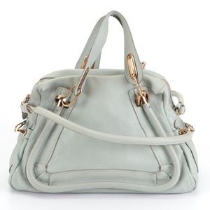 Chloé Paraty Two-Way Bag in Light Blue Grained Leather